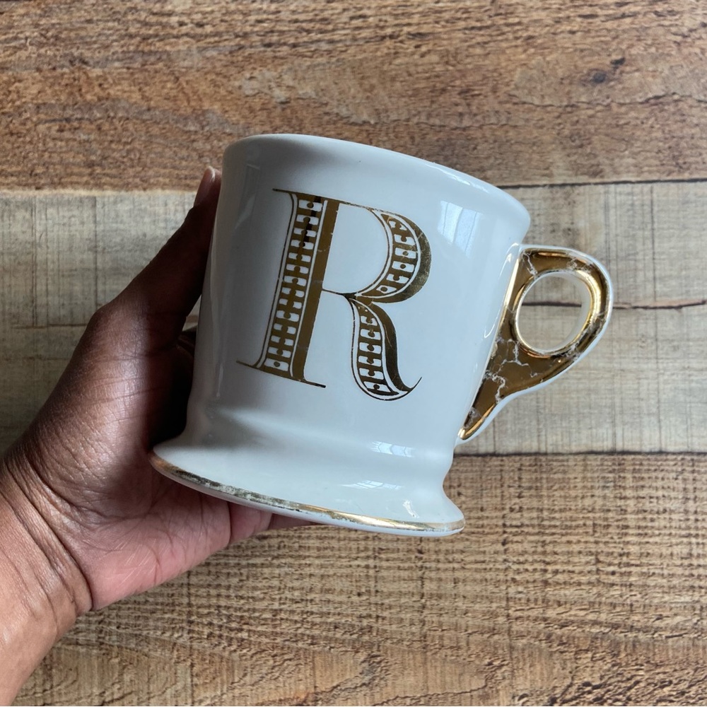 Anthropologie Gold Monogram “R” Mug